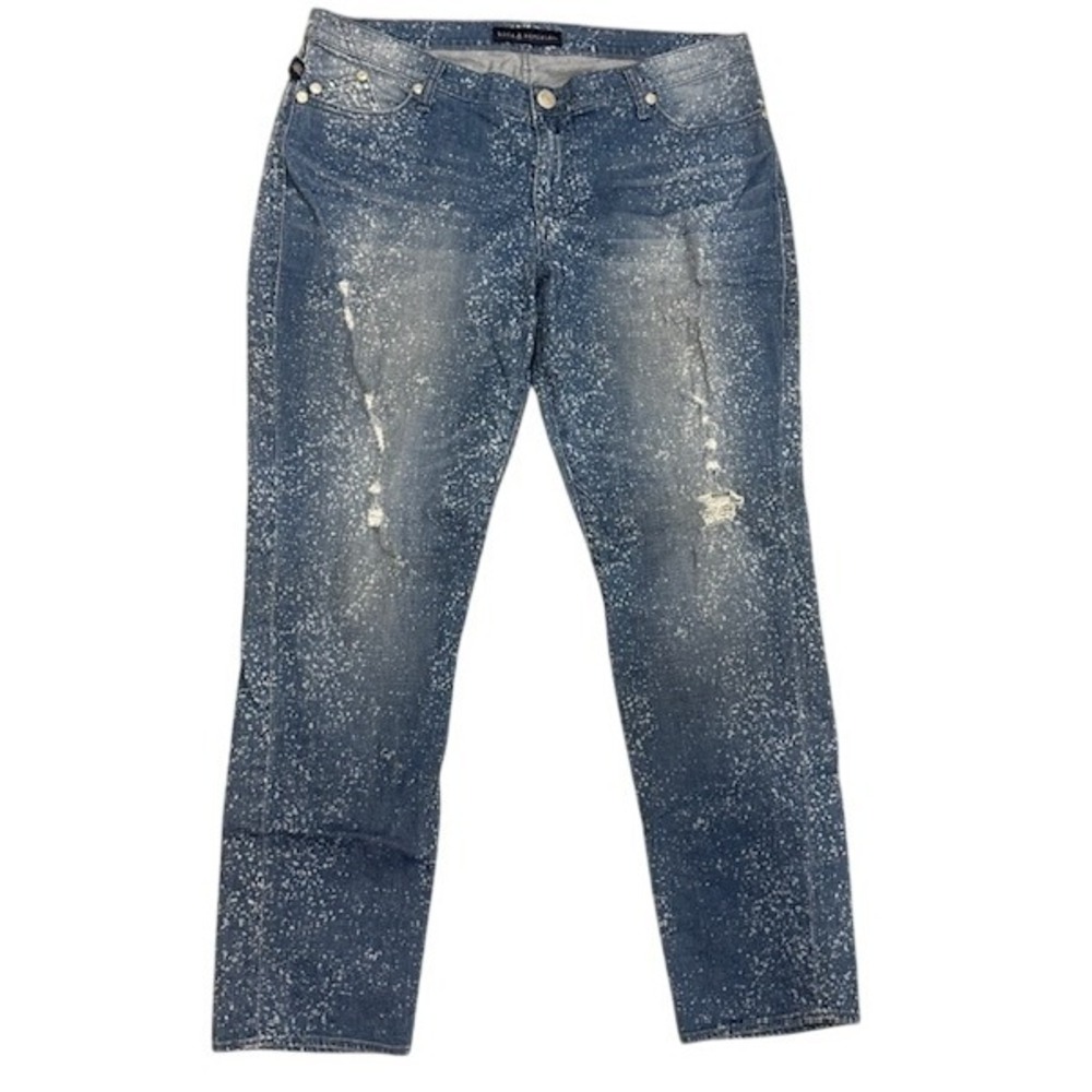 Rock & Republic Women's Emo Distressed Paint Splatter Skinny Jeans‎ Stretch 16